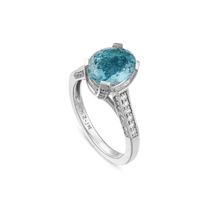 14K WHITE GOLD DIAMOND AND AQUAMARINE RING 14K WHITE GOLD DIAMOND AND AQUAMARINE RING