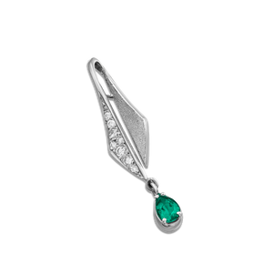 14K WHITE GOLD EMERALD AND DIAMOND PENDANT 14K WHITE GOLD EMERALD AND DIAMOND PENDANT