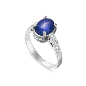 18K WHITE GOLD DIAMOND AND STAR SAPPHIRE RING 18K WHITE GOLD DIAMOND AND STAR SAPPHIRE RING