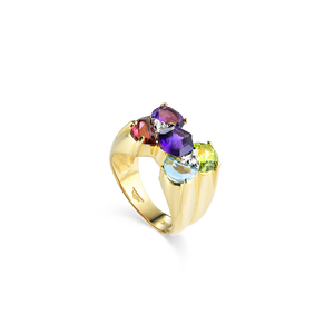 14K Yellow Gold multicolour gemstones ring Montreal jewellery desiger 14K Yellow Gold multicolour gemstones ring Montreal jewellery desiger