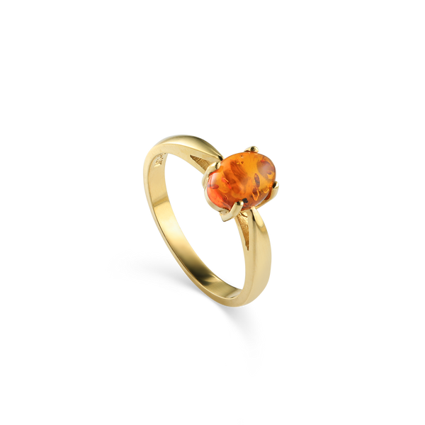 14K Yellow gold and amber ring.Montreal jewellery designer and gemstone dealer.