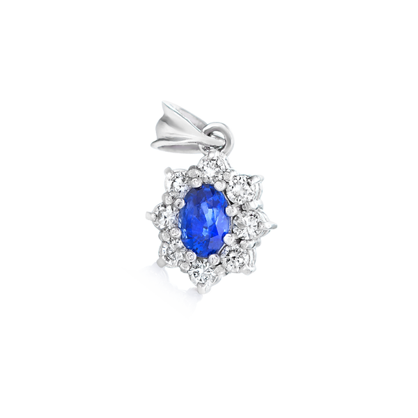 Sapphire & Diamond Pendant Set in 14k White Gold