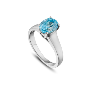 14K WHITE GOLD AND NATURAL BLUE ZIRCON RING 14K WHITE GOLD AND NATURAL BLUE ZIRCON RING