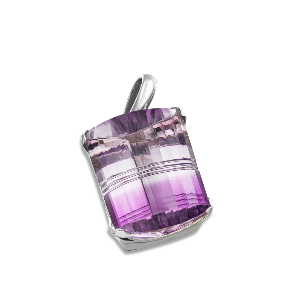 14K WHITE GOLD AMETHYST PENDANT