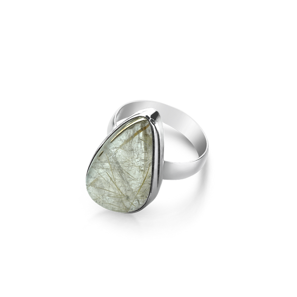 Sterling Silver ring set with rutilated quartz from your montreal jewellery designer, www.elysee.com