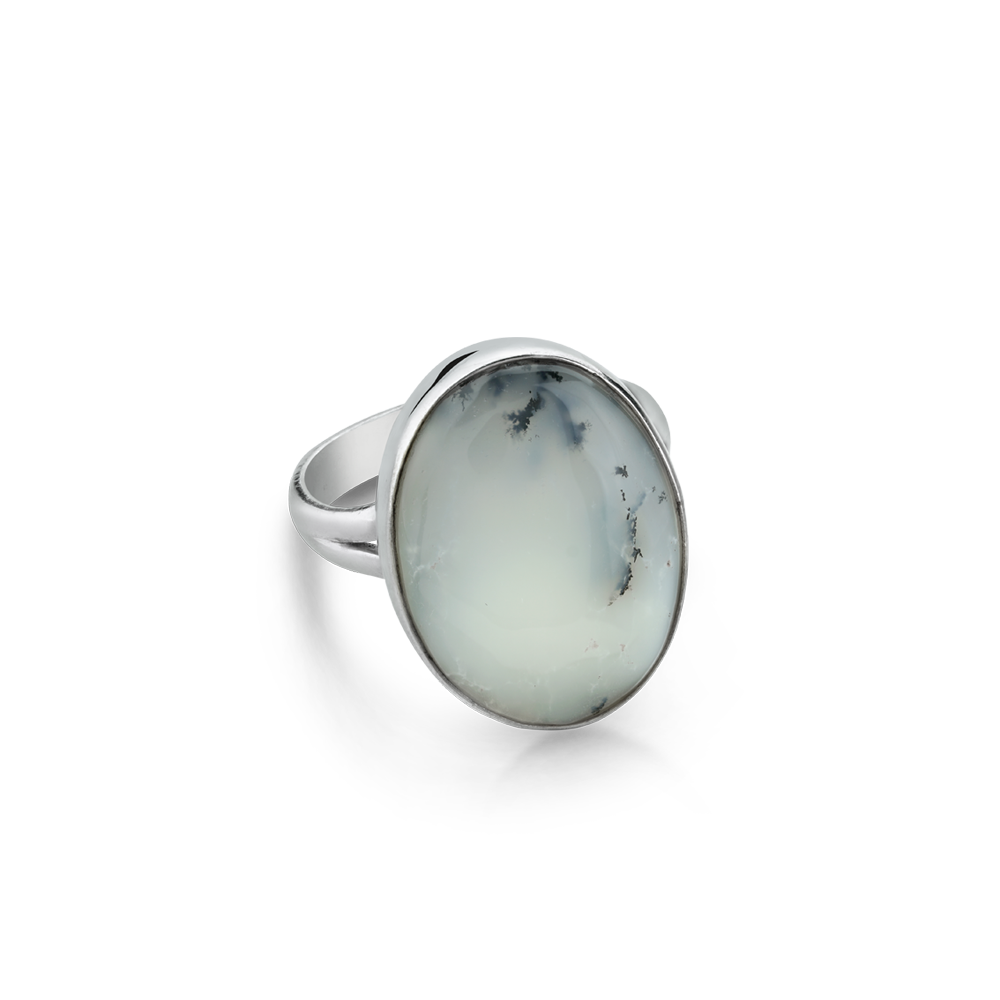 STERLING SILVER RING SET WITH AGATE