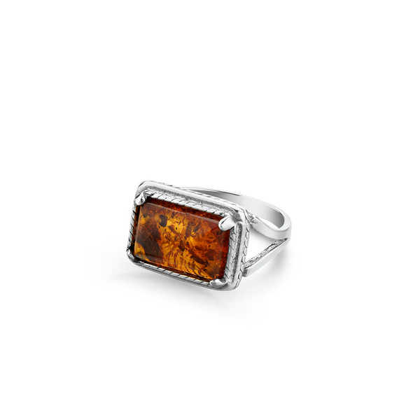 STERLING SILVER RING SET WITH AMBER montreal jewellery designer www.elysee.ca