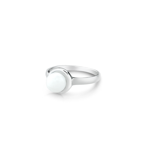 White jade and sterling silver ring. Montreal jewellery designer. www.elysee.ca