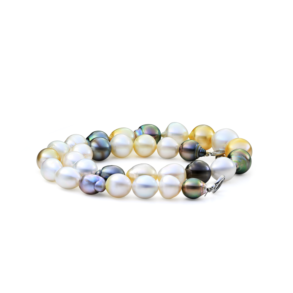 MULTICOLOUR SALTWATER PEARL NECKLACE, MONTREAL JEWELLERY DESIGNER www.elysee.ca