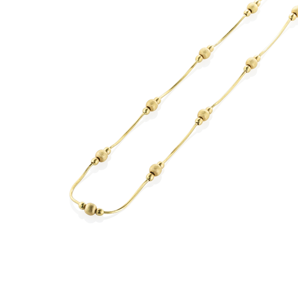 18K YELLOW GOLD BEAD CHAIN NECKLACE