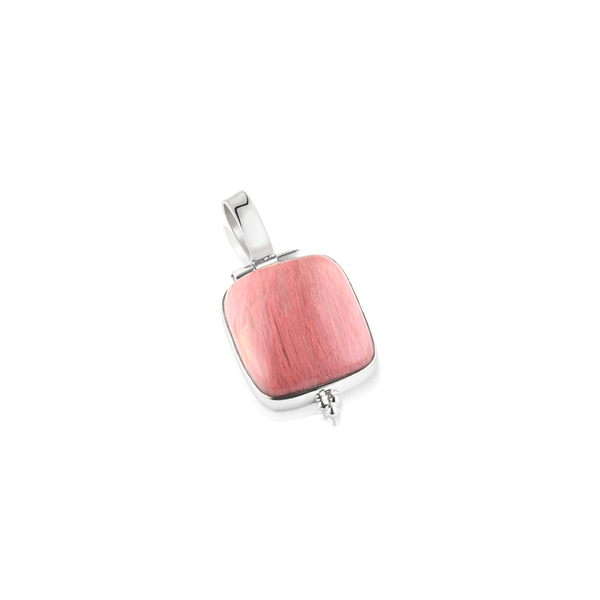 Cabochon Pink Jasper Pendant set in Sterling Silver, square pendanT, slightly rectangular pendant, pink jasper, pink pendant, pink square pendant, pink stone, pink gem, gemstone, pendant, pendantif rose, pink jasper and silver, silver pendants, Montreal jewelry, Montreal gifts, winter trends