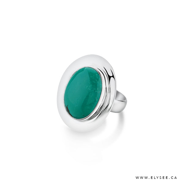 Cabochon Turquoise set in a Sterling Silver Ring Montreal jewellery designer www.elysee.ca
