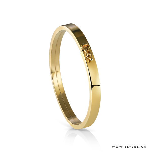 10K YELLOW GOLD BANGLE BRACELET WITH A CLASP from your montreal jewellery designer www.elysee.ca