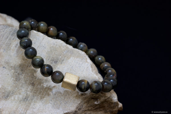 Greyish tiger's eye bead bracelet Montreal jewellery designer