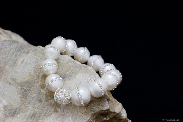 FRESHWATER PEARL BRACELET WITH STERLING SILVER BEAD