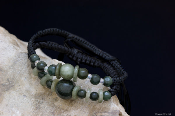 Handwoven Myanmar jade bracelets made for Montreal jeweller/jewellery designer www.elysee.ca