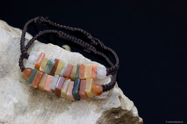 Handwoven in Myanmar multicoloured jade bracelets at Montreal jeweller www.elysee.ca