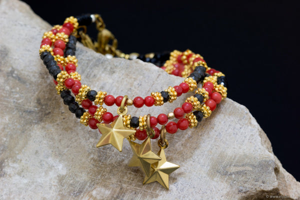 Red Sea Bamboo and facetted spinel bracelet handcrafted for your montreal jewellery designer www.elysee.ca