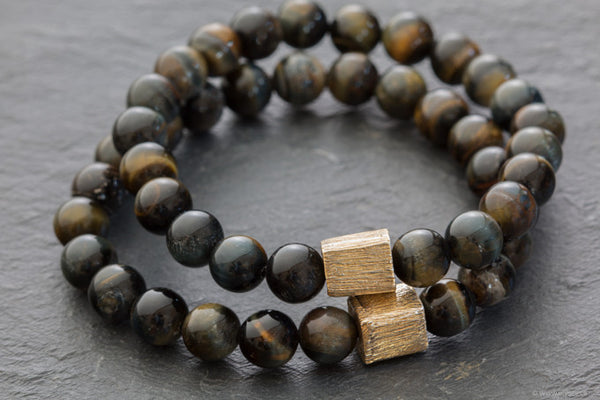 Greyish tiger's eye bead bracelet Montreal jewellery designer